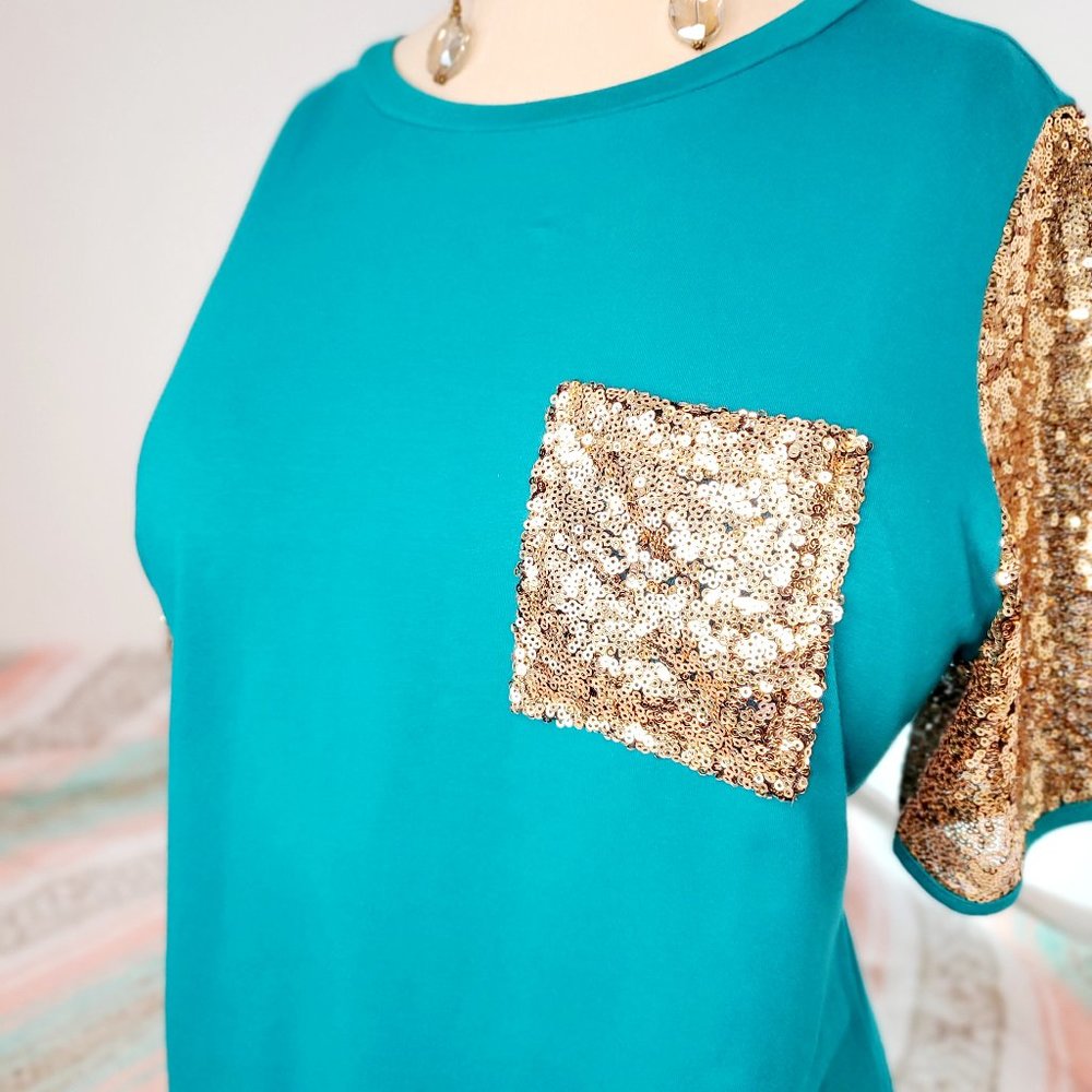 Sparkle and Shine Tee- Turquoise
